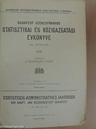 Budapest székesfőváros statisztikai és közigazgatási évkönyve 1926.