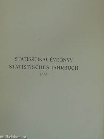 Budapest székesfőváros statisztikai és közigazgatási évkönyve 1926.
