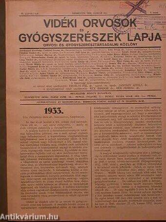 Vidéki Orvosok és Gyógyszerészek Lapja 1933.