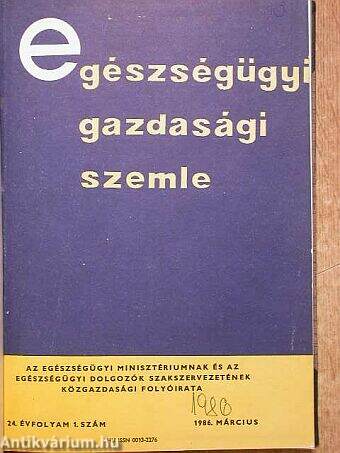 Egészségügyi Gazdasági Szemle 1986/1-4.