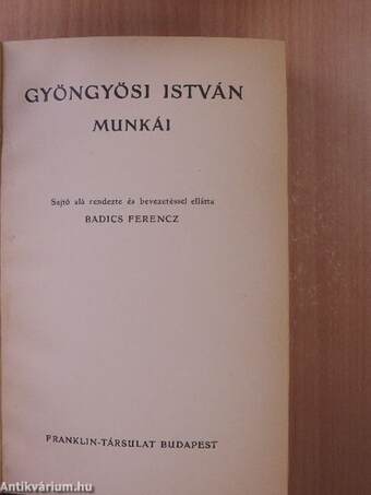 Gyöngyösi István munkái