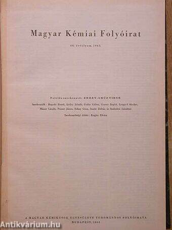 Magyar Kémiai Folyóirat 1963. január-december