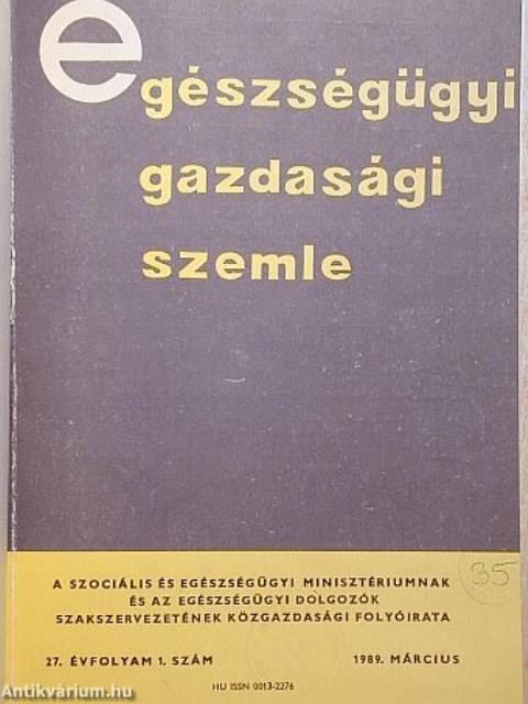 Egészségügyi Gazdasági Szemle 1989/1-4.