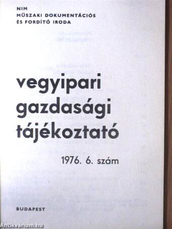 Vegyipari Gazdasági Tájékoztató 1976/6.