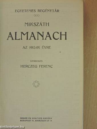 Mikszáth Almanach az 1913-ik évre