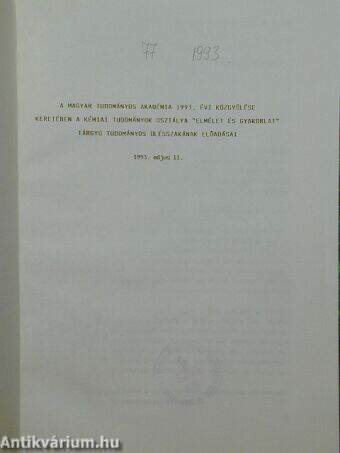 Kémiai Közlemények 1993/1-2.