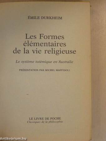 Les Formes élémentaires de la vie religieuse