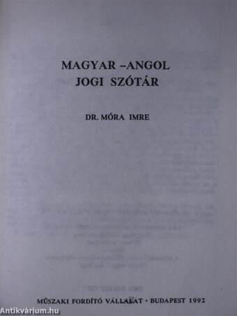 Magyar-angol jogi szótár