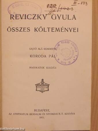 Reviczky Gyula összes költeményei