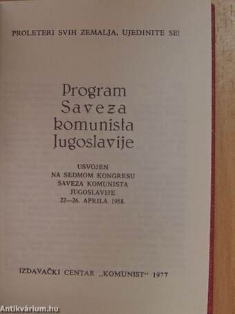 Program Saveza Komunista Jugoslavije (minikönyv)