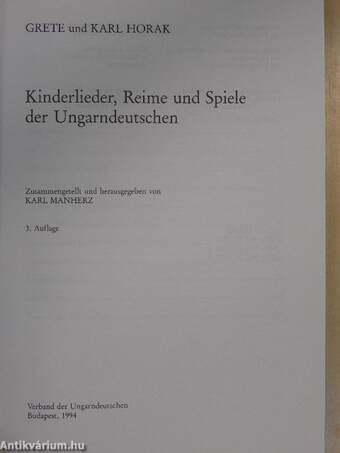 Kinderlieder, Reime und Spiele der Ungarndeutschen