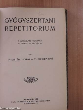 Gyógyszertani repetitorium