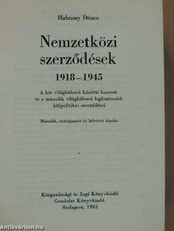 Nemzetközi szerződések 1918-1945