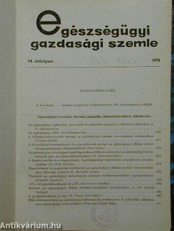 Egészségügyi Gazdasági Szemle 1976/1-4.