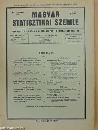 Magyar Statisztikai Szemle 1942. január-december