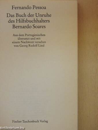 Das Buch der Unruhe des Hilfsbuchhalters Bernardo Soares