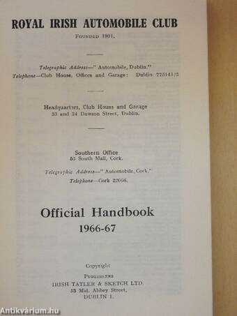 Royal Irish Automobile Club Official Handbook 1966-67