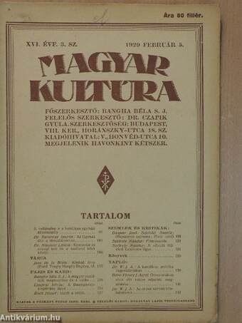 Magyar Kultúra 1929. február 5.