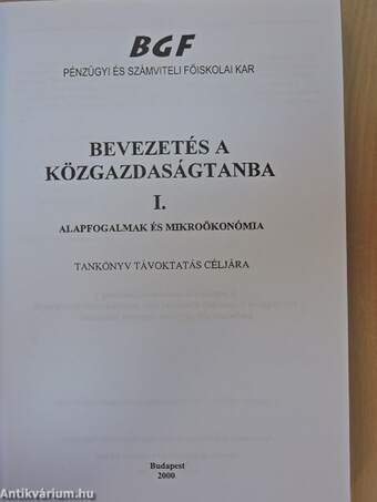 Bevezetés a közgazdaságtanba I.