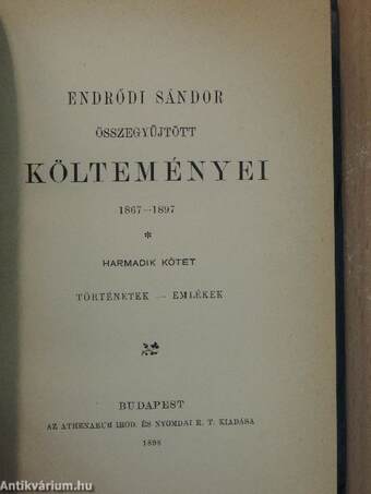 Endrődi Sándor összegyűjtött költeményei III. (töredék)