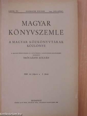 Magyar Könyvszemle 1944. január-március