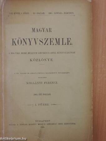 Magyar Könyvszemle 1905. január-márczius