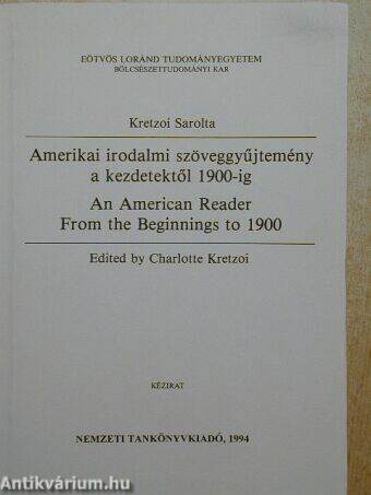 Amerikai irodalmi szöveggyűjtemény a kezdetektől 1900-ig