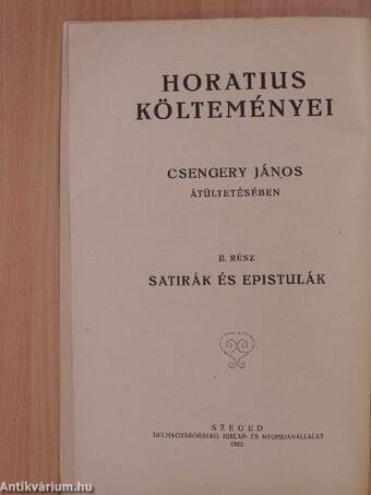 Horatius satirái és epistulái