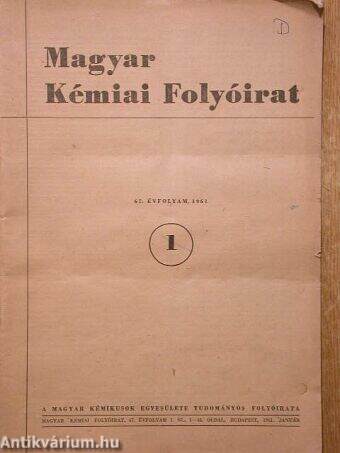 Magyar Kémiai Folyóirat 1961. (nem teljes évfolyam)