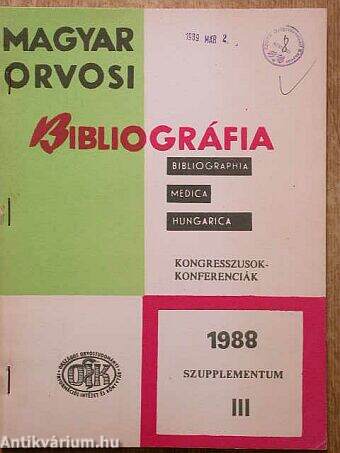 Magyar Orvosi Bibliográfia 1988. 