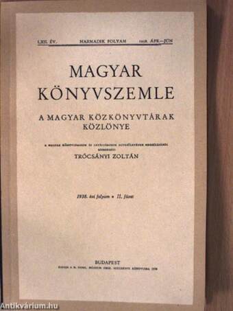 Magyar Könyvszemle 1938. április-június