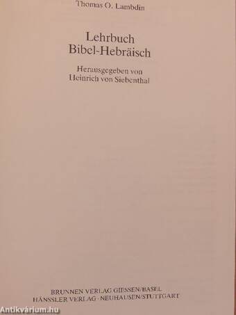 Lehrbuch Bibel-Hebräisch