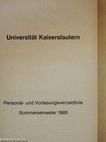 Personal- und Vorlesungsverzeichnis Sommersemester 1985