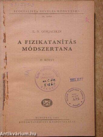 A fizikatanítás módszertana II. (töredék)