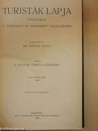 Turisták lapja 1930. január-december/A Magyar Turista Szövetség Hivatalos Értesítője 1931. január-december