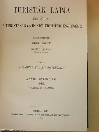 Turisták Lapja 1916-1919. január-december