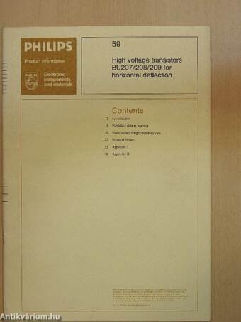 Philips High voltage transistors BU207/208/209 for horizontal deflection