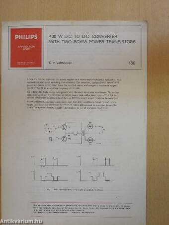 Philips 400 W D.C. to D.C. converter with two BDY93 power transistors