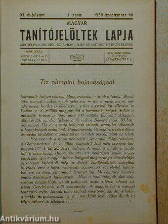 Magyar Tanítójelöltek Lapja 1936. 