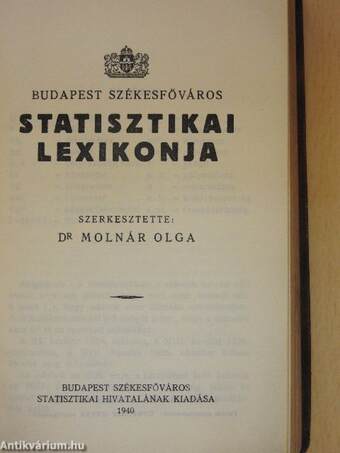 Budapest Székesfőváros Statisztikai Lexikonja