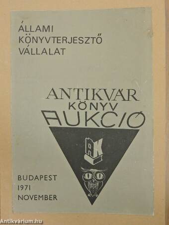 Antikvár könyv aukció - Budapest, 1971. november