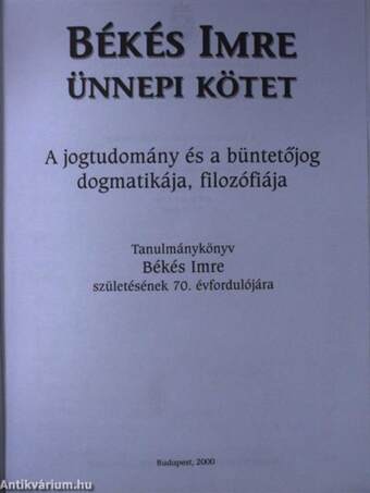 Békés Imre ünnepi kötet