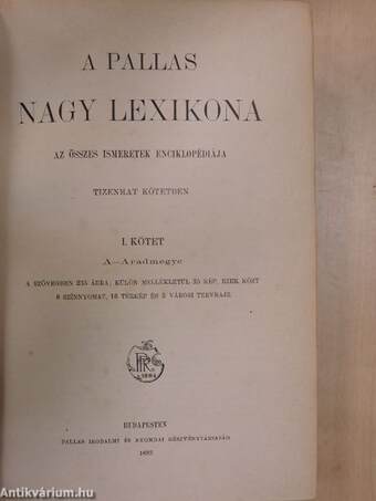 A Pallas Nagy Lexikona I. (töredék)