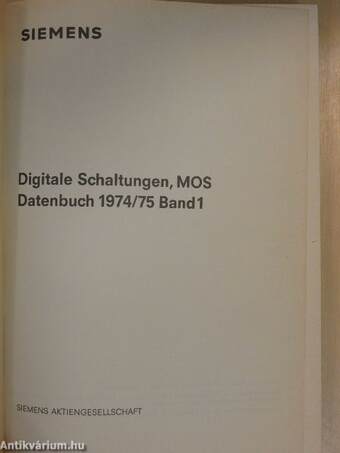 Digitale Schaltungen MOS - Datenbuch 1974/75 Band 1