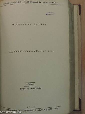 Vaskohászati enciklopédia I-III./Nyersvasgyártás/Aluminiumkohászat I-II.