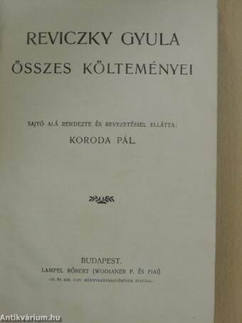 Reviczky Gyula összes költeményei