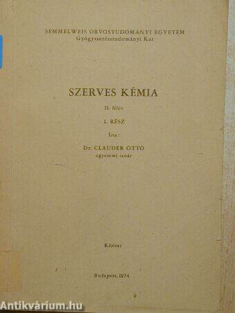 Szerves kémia II/I.