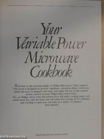 Your Variable Power Microwave Cookbook