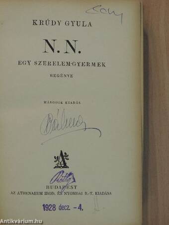 N. N. - egy szerelem-gyermek regénye/A betyár álma és más elbeszélések