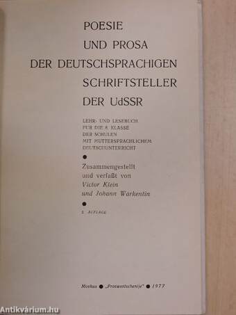 Poesie und Prosa der Deutschsprachigen Schriftsteller der UdSSR